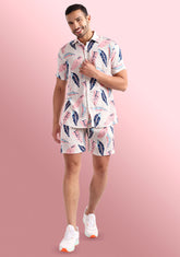 Pink Leaf Half Sleeve Co-Ords Set